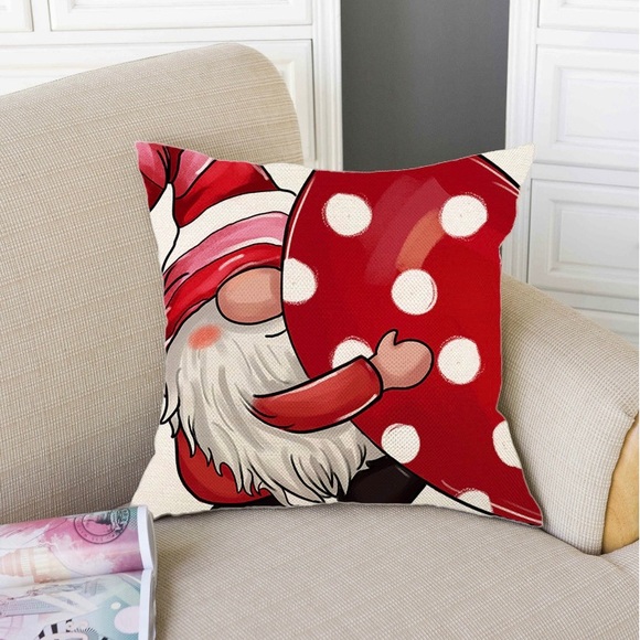 Gnome Couple Heart Happy Valentine’s Day Decorative Throw Pillow Covers 2 Pc Set - Picture 14 of 17